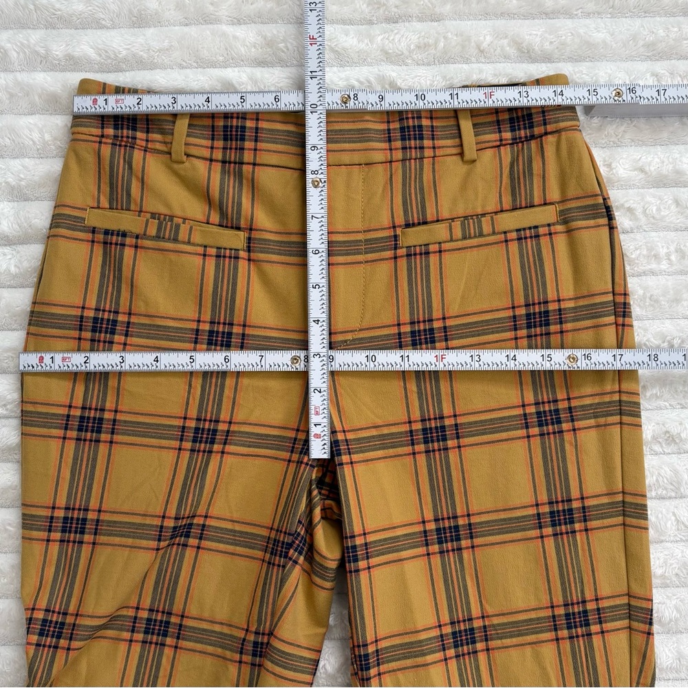 MAEVE ANTHROPOLOGIE Essential Plaid Kick Flare Ankle Pants Mustard Size 4 - Picture 8 of 9